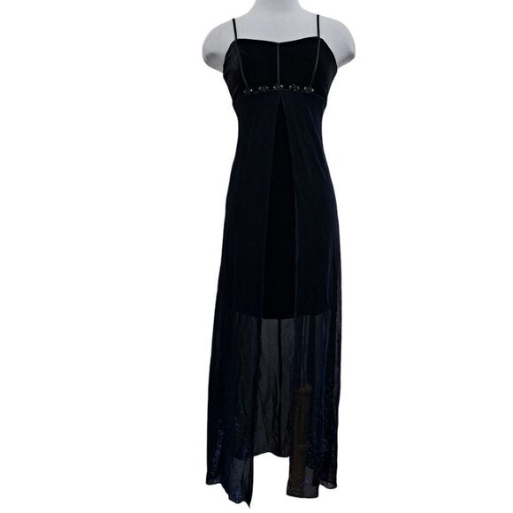Vintage Blondie Nites By Jaslene Y2K Whimsigoth Velvet Sheer Babydoll Dress S3/4 - Picture 1 of 17